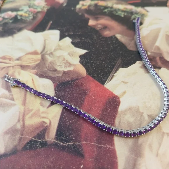 Sterling Silver Amethyst  Bracelet - Picture 3 of 16